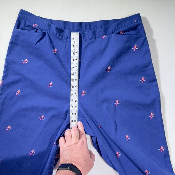 Sag Harbor Sport Casual Pant Woman's 18W Royal Blue w/ All-over Parrots Stretch - Picture 10 of 12